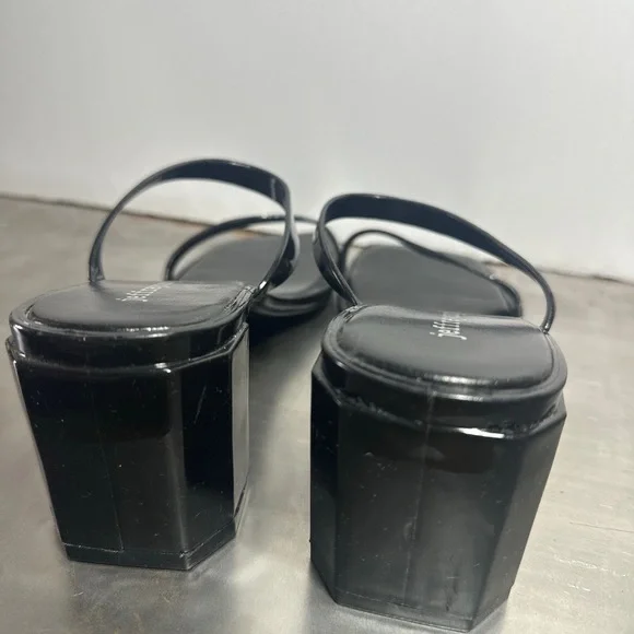 NEW Jeffrey Campbell Block Heel Slide Sandal Jelly Strappy Square Toe Jamm Black - Picture 5 of 10